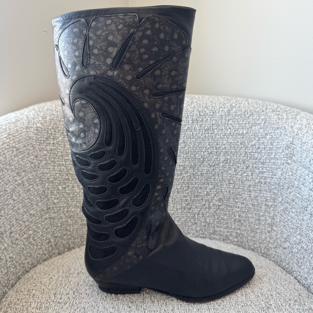 Tatiana Vintage Italian Leather Boots Patterned Size 38 US 7.5 - Picture 13 of 17